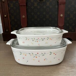 Vintage Corning Ware English Meadow Casserole Set – A-2-B (2L) & A-1-B (1L) –m